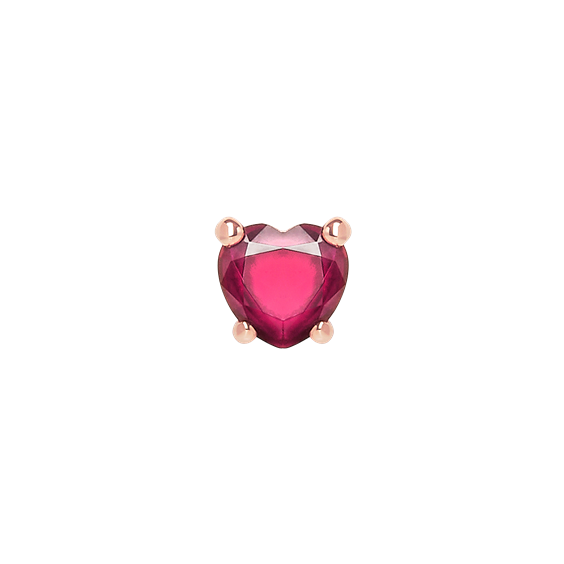 Mono orecchino Dodo Donna 100% Amore in Oro rosa Rubino sintetico 0.60 Ct DHC3000_HEART_SR09R - DHC3000_HEART_SR09R